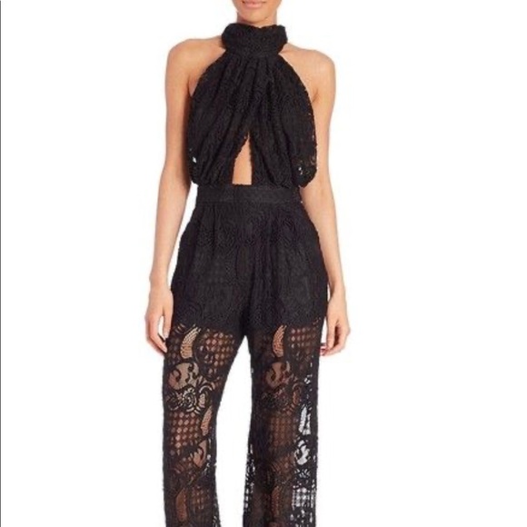 Kendall & Kylie Pants - Kendall & Kylie halter-neck lace jumpsuit with cutouts  XS